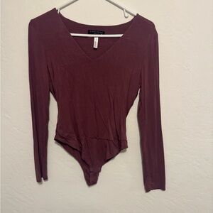 Final Touch Women's Burgundy Long Sleeve Bodysuit